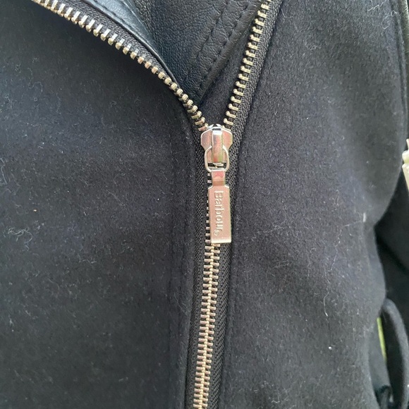 Barbour Women’s Motorcycle Jacket Black Wool with Zipper Accents Size 4 - Picture 2 of 14